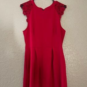 Speechless XXL red dress with lace cap sleeves and keyhole cut out on back